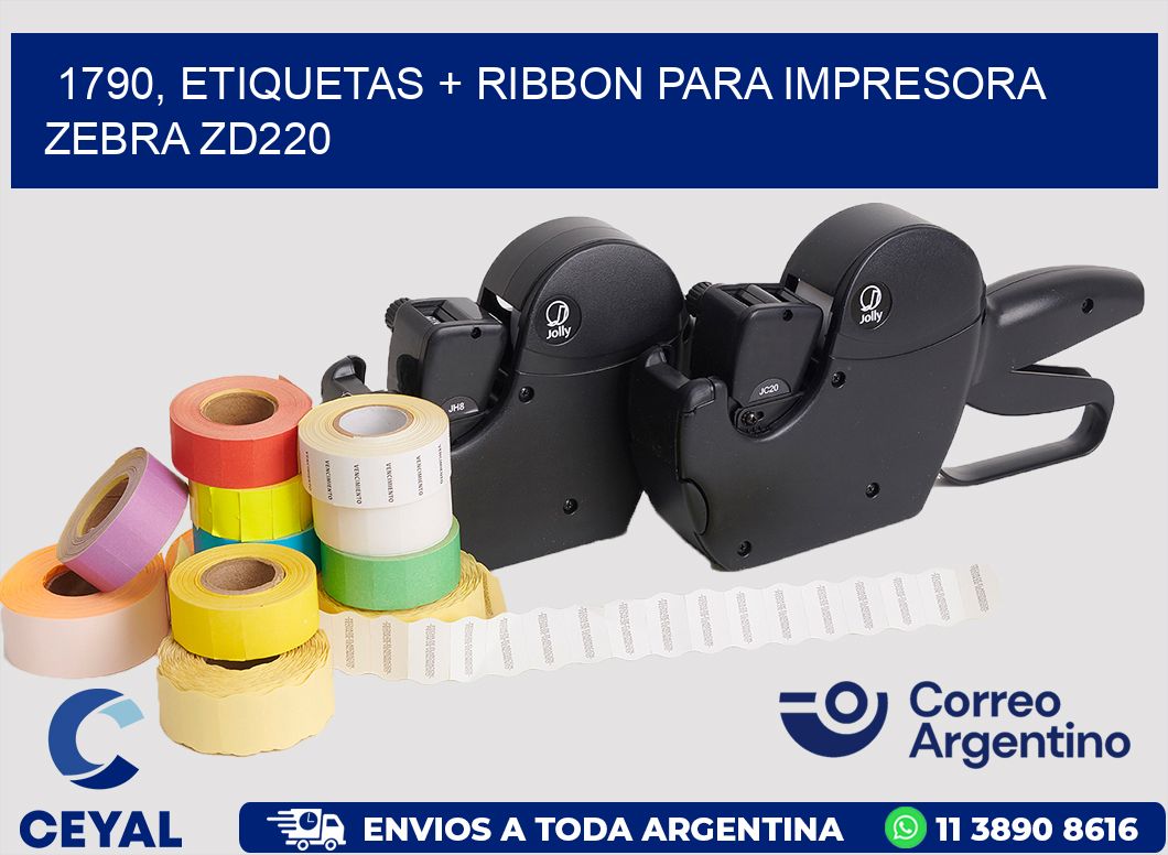 1790, etiquetas + ribbon para impresora zebra zd220