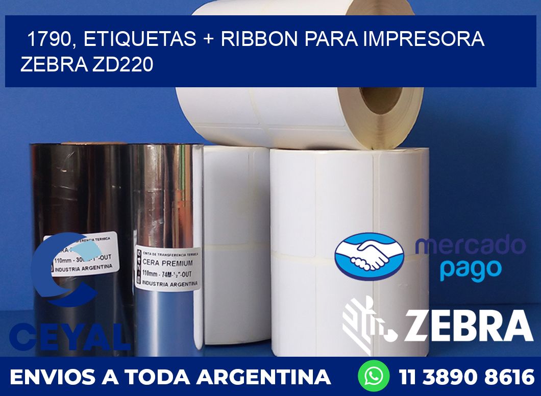 1790, etiquetas + ribbon para impresora zebra zd220