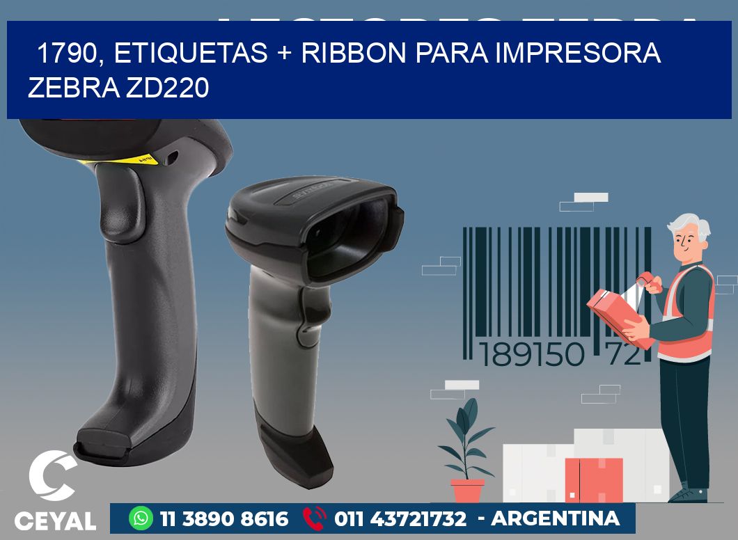 1790, etiquetas + ribbon para impresora zebra zd220