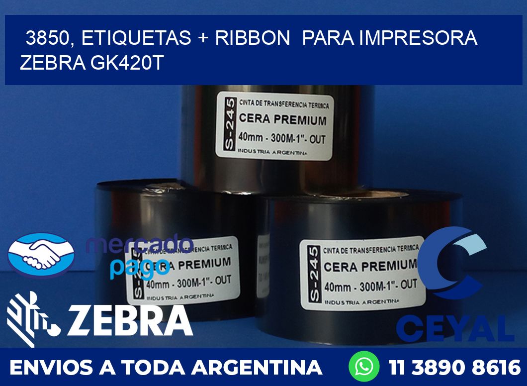 3850, etiquetas + ribbon  para impresora zebra GK420T