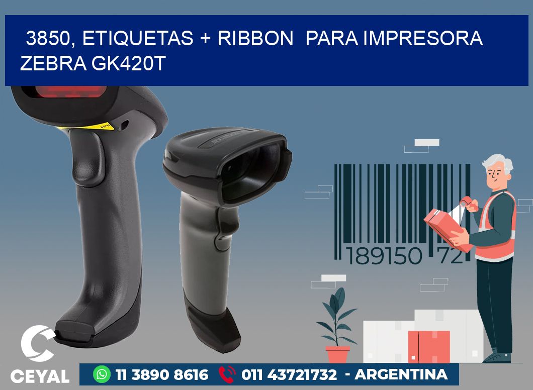 3850, etiquetas + ribbon  para impresora zebra GK420T