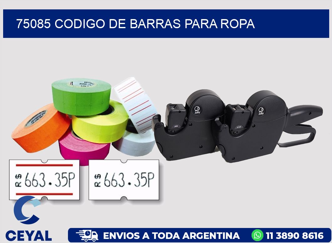 75085 CODIGO DE BARRAS PARA ROPA
