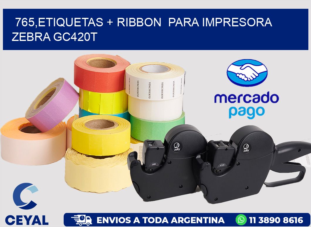 765,etiquetas + ribbon  para impresora zebra GC420T