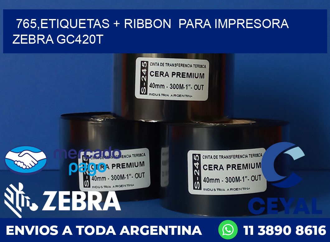 765,etiquetas + ribbon  para impresora zebra GC420T