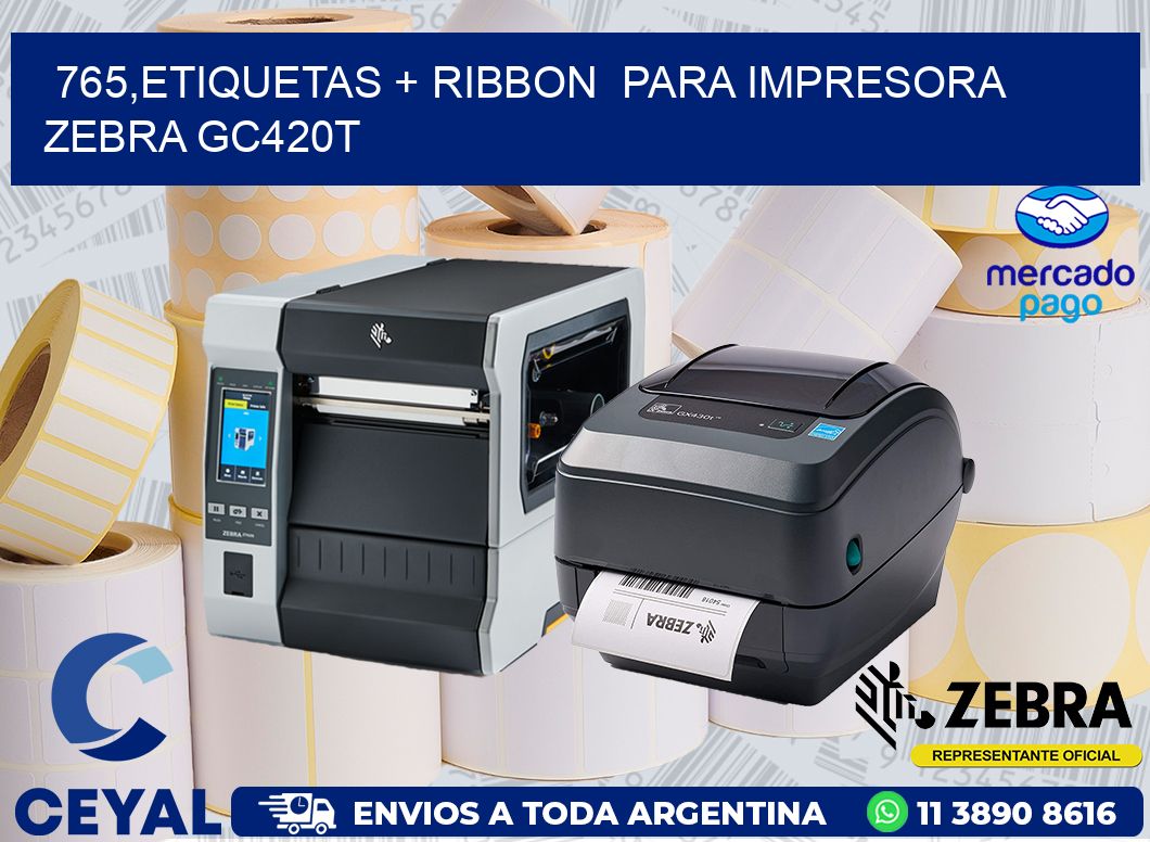 765,etiquetas + ribbon  para impresora zebra GC420T