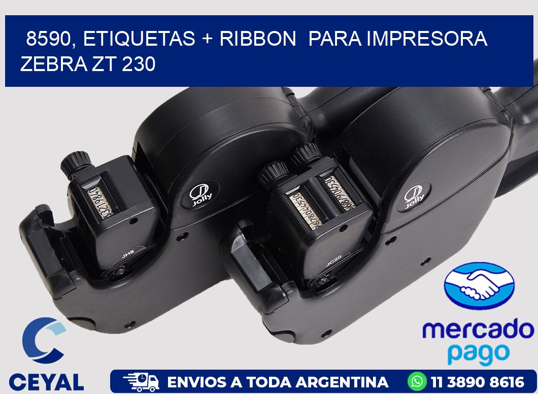 8590, etiquetas + ribbon  para impresora zebra ZT 230