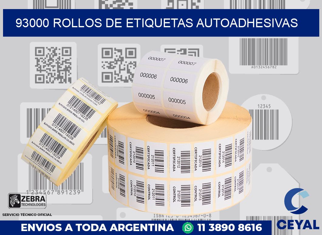 93000 ROLLOS DE ETIQUETAS AUTOADHESIVAS