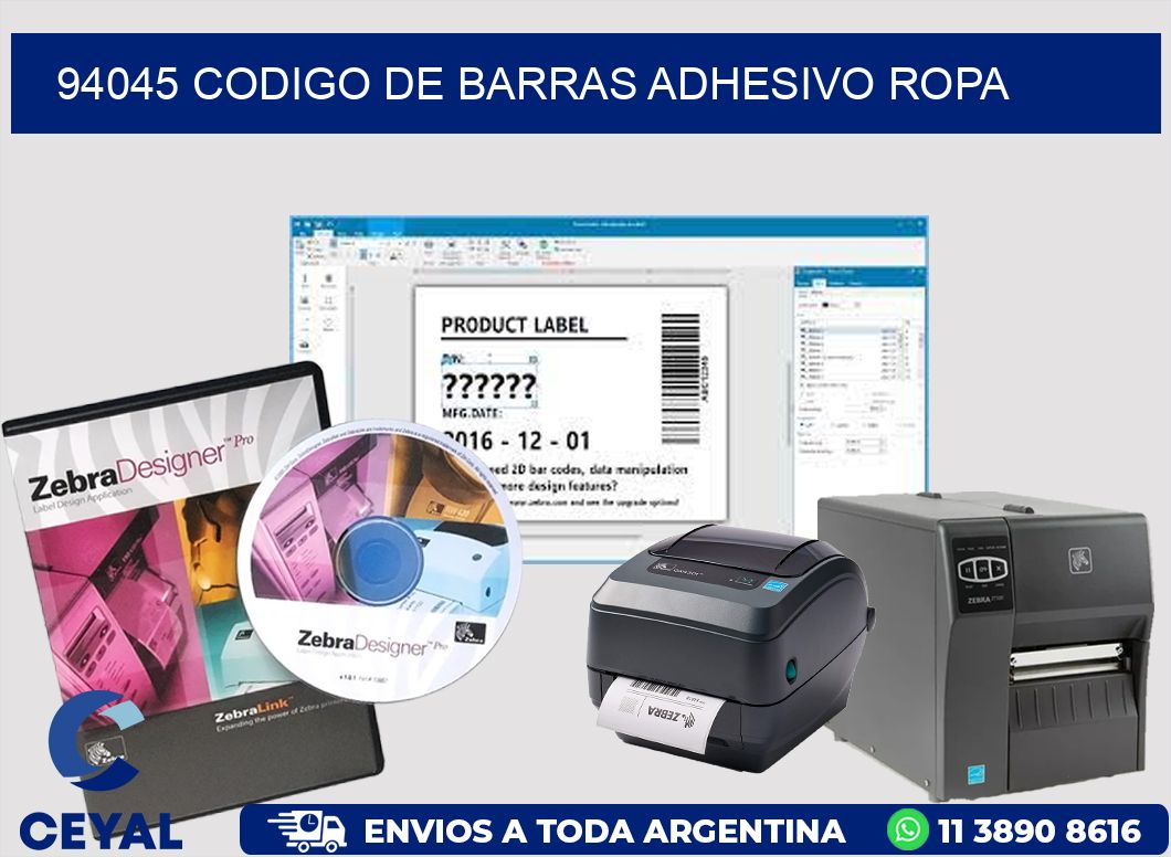 94045 CODIGO DE BARRAS ADHESIVO ROPA