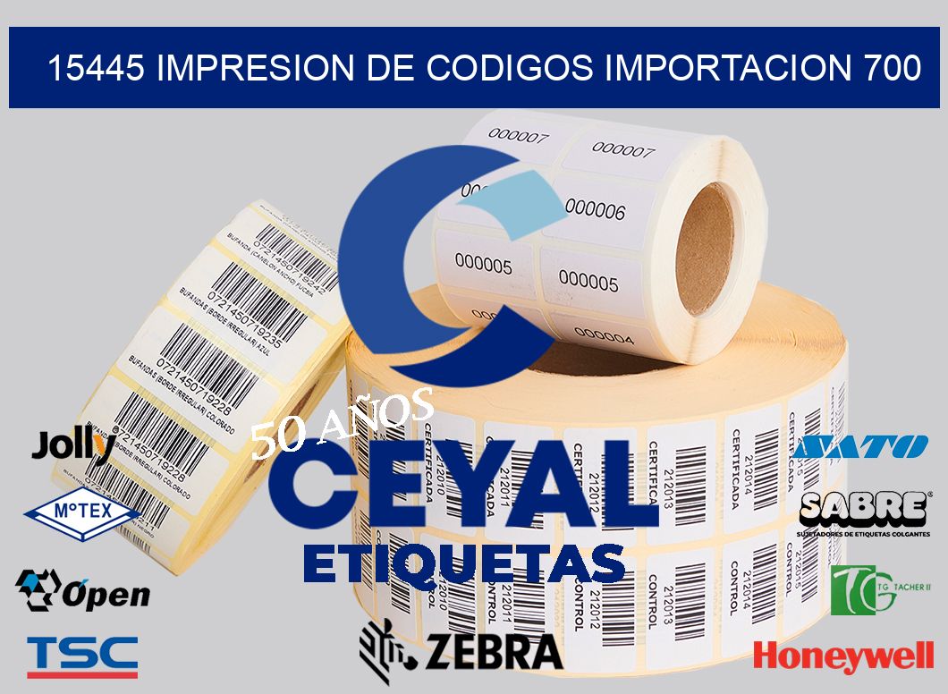 15445 impresion de codigos importacion 700
