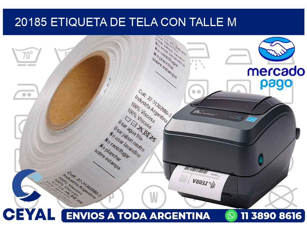 20185 ETIQUETA DE TELA CON TALLE M