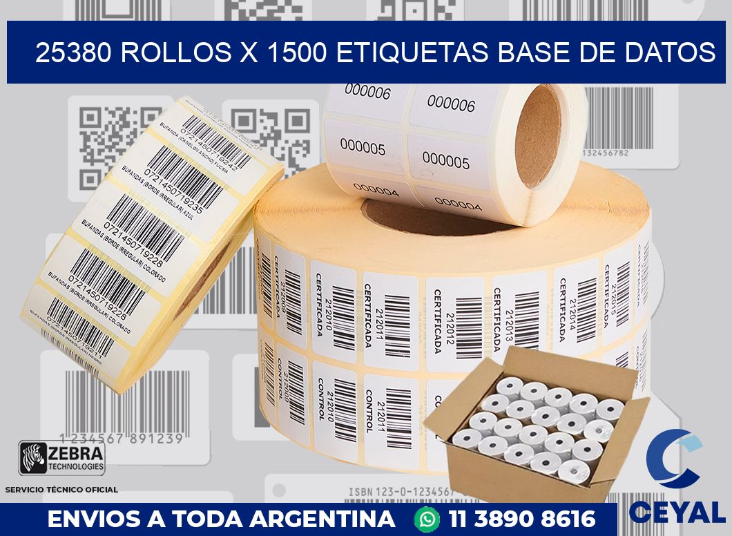 25380 Rollos x 1500 etiquetas base de datos