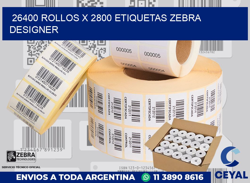 26400 Rollos x 2800 etiquetas zebra designer