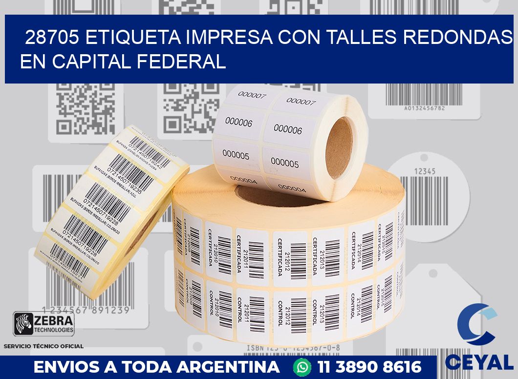 28705 ETIQUETA IMPRESA CON TALLES REDONDAS EN CAPITAL FEDERAL