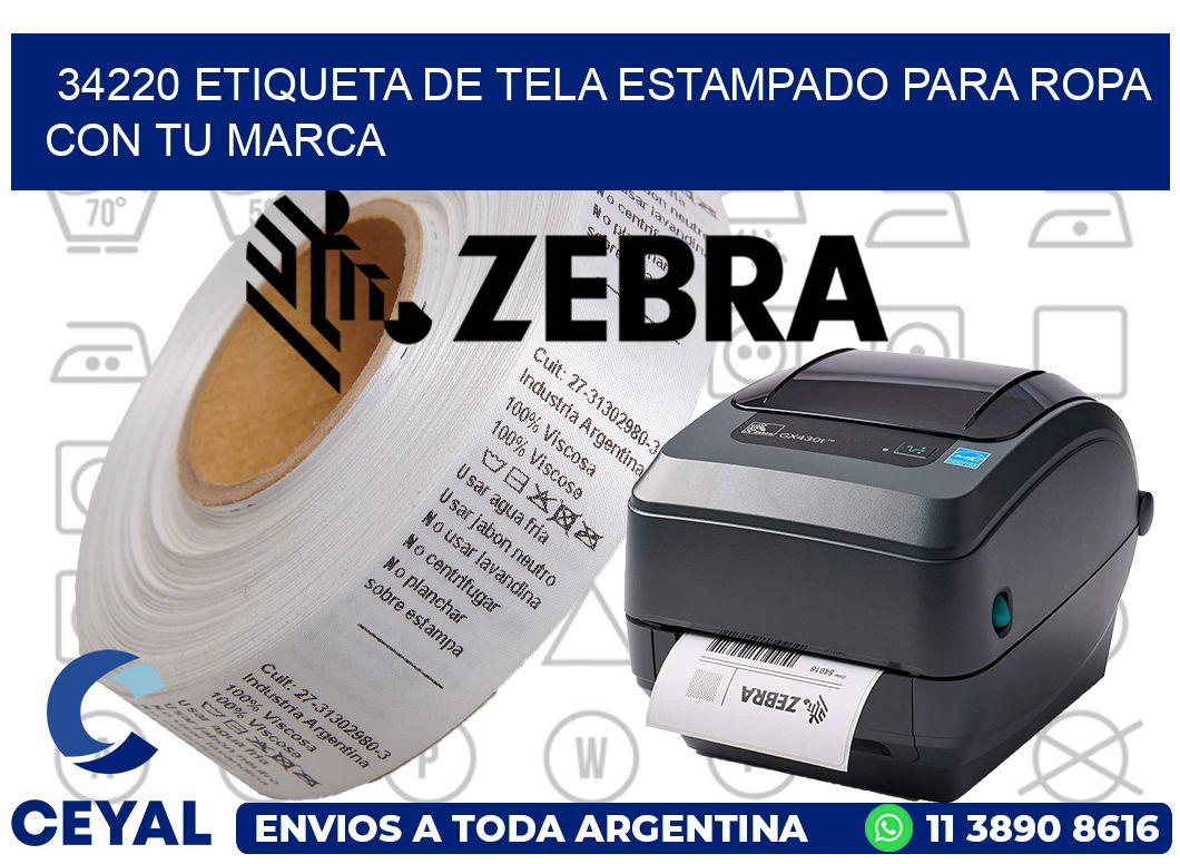 34220 ETIQUETA DE TELA ESTAMPADO PARA ROPA CON TU MARCA