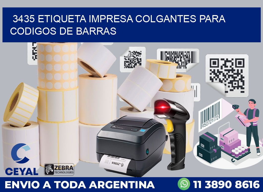 3435 ETIQUETA IMPRESA COLGANTES PARA CODIGOS DE BARRAS