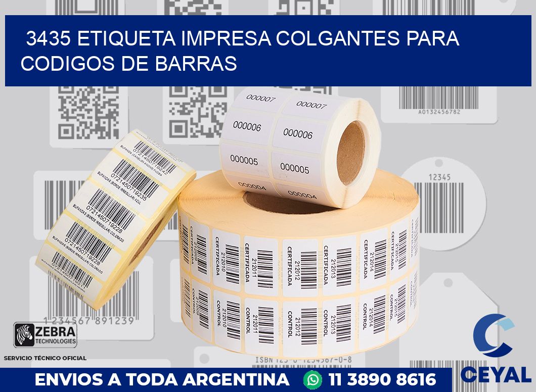 3435 ETIQUETA IMPRESA COLGANTES PARA CODIGOS DE BARRAS