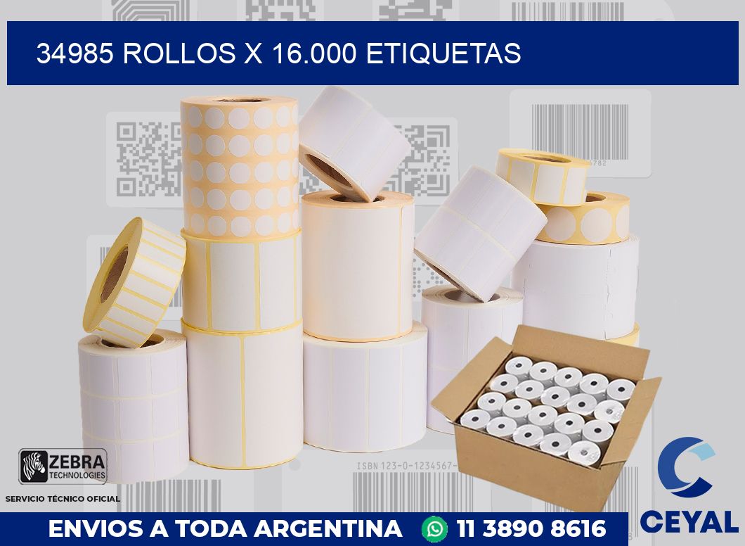 34985 Rollos x 16.000 etiquetas