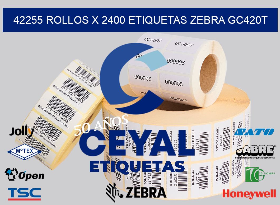 42255 Rollos x 2400 etiquetas zebra gc420t