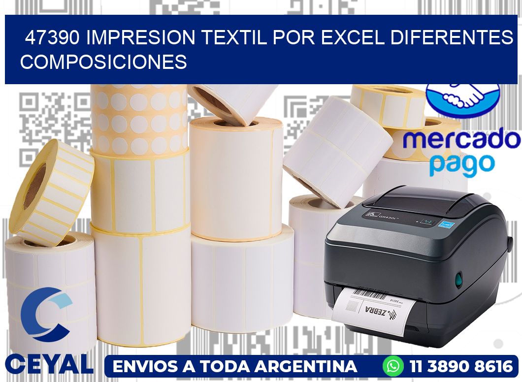 47390 IMPRESION TEXTIL POR EXCEL DIFERENTES COMPOSICIONES