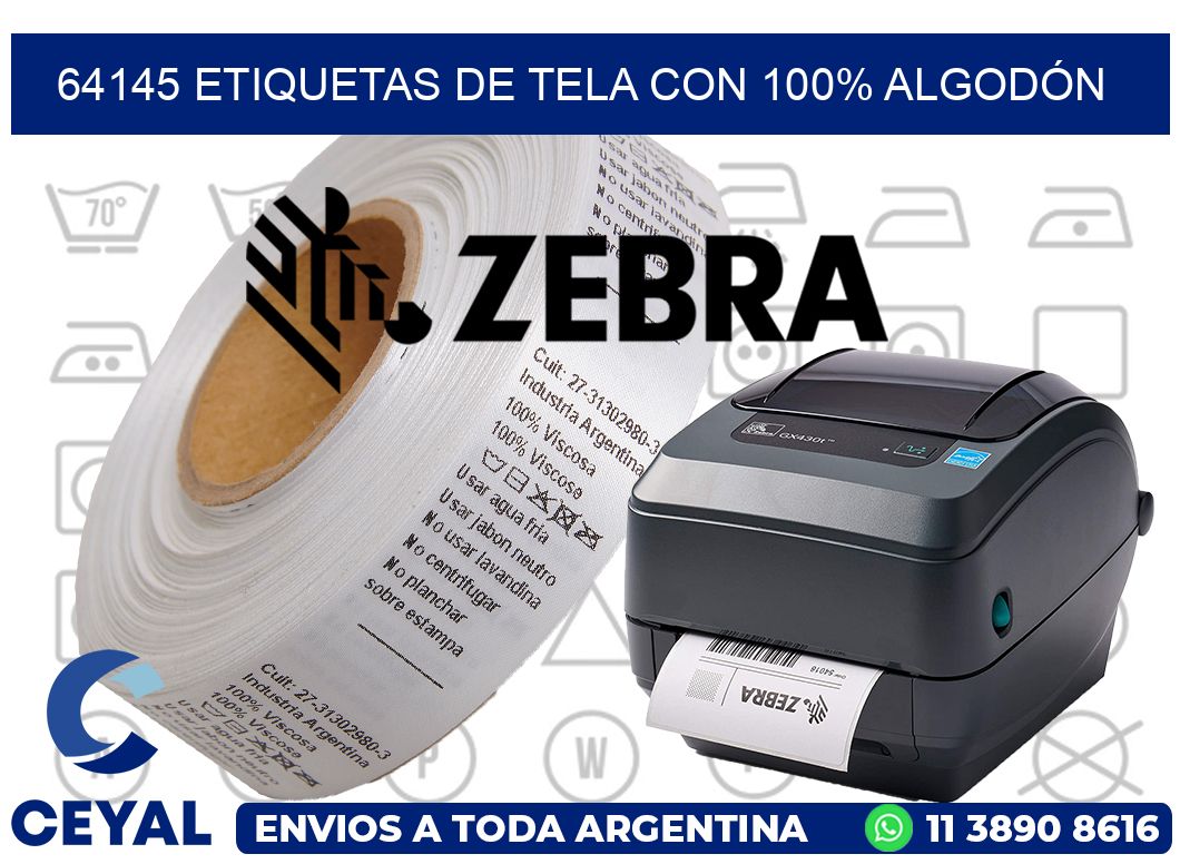 64145 ETIQUETAS DE TELA CON 100% ALGODÓN