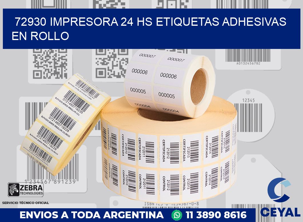 72930 impresora 24 hs etiquetas adhesivas en rollo