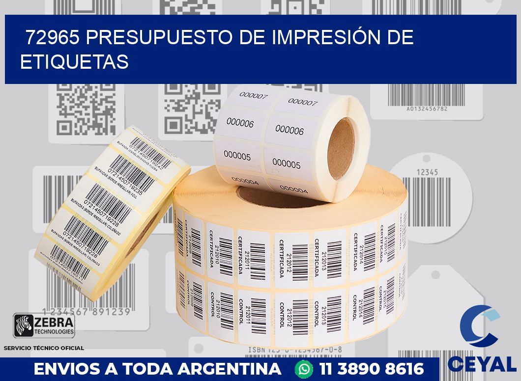 72965 PRESUPUESTO DE IMPRESIÓN DE ETIQUETAS
