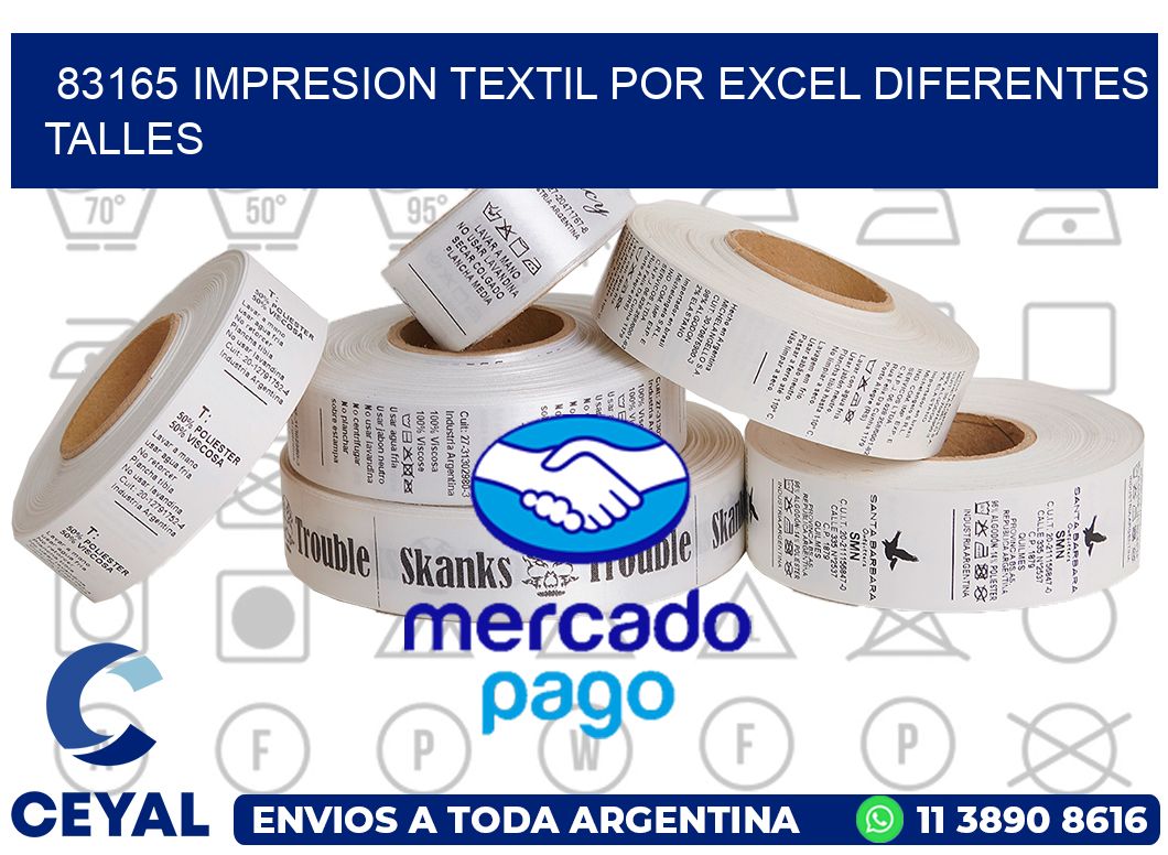 83165 IMPRESION TEXTIL POR EXCEL DIFERENTES TALLES