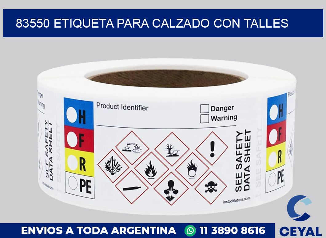 83550 ETIQUETA PARA CALZADO CON TALLES