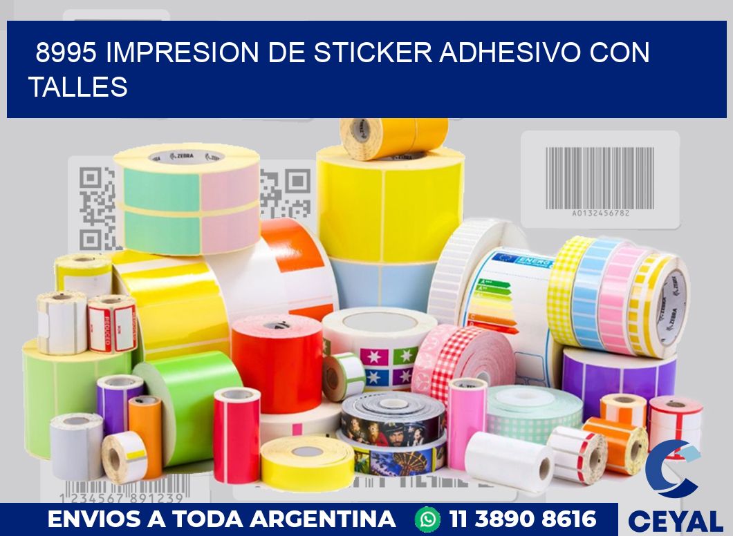 8995 IMPRESION DE STICKER ADHESIVO CON TALLES