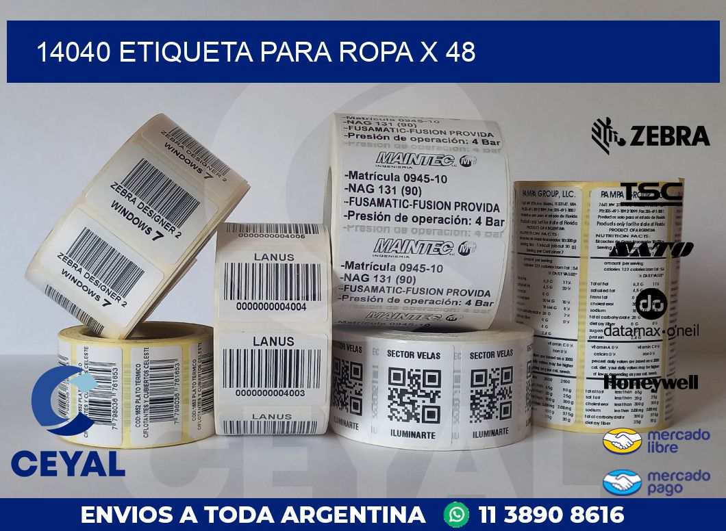 14040 ETIQUETA PARA ROPA X 48