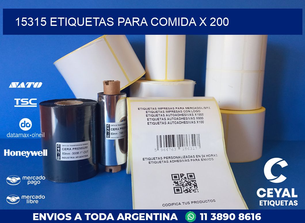 15315 ETIQUETAS PARA COMIDA x 200
