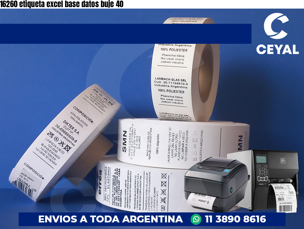 16260 etiqueta excel base datos buje 40
