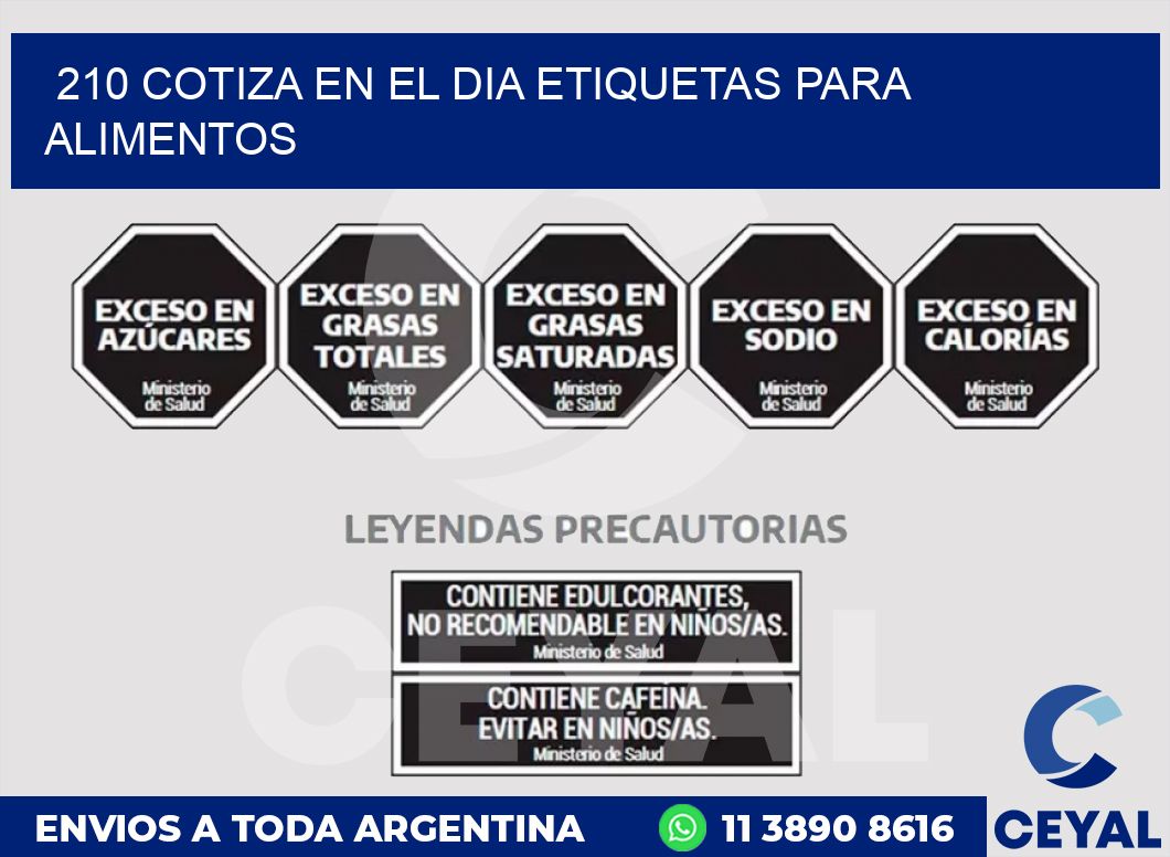 210 COTIZA EN EL DIA ETIQUETAS PARA ALIMENTOS