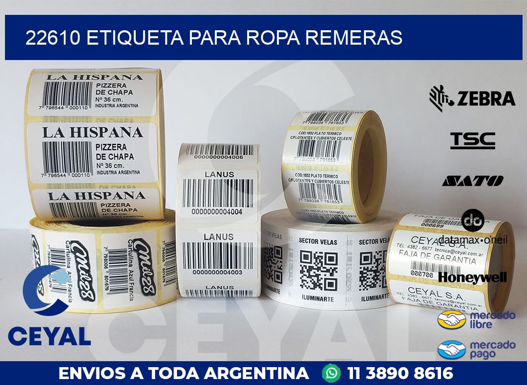 22610 ETIQUETA PARA ROPA REMERAS