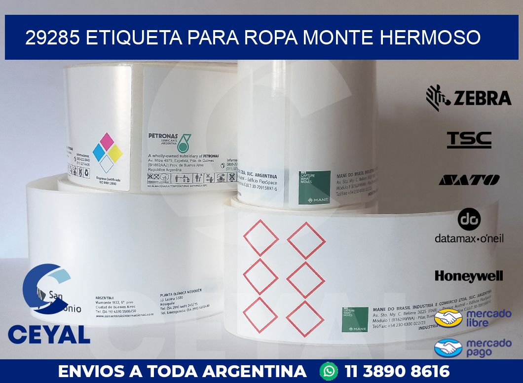 29285 ETIQUETA PARA ROPA MONTE HERMOSO