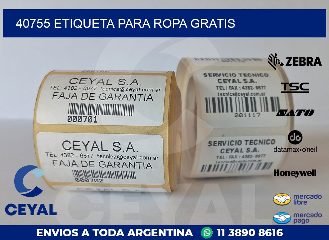 40755 ETIQUETA PARA ROPA GRATIS