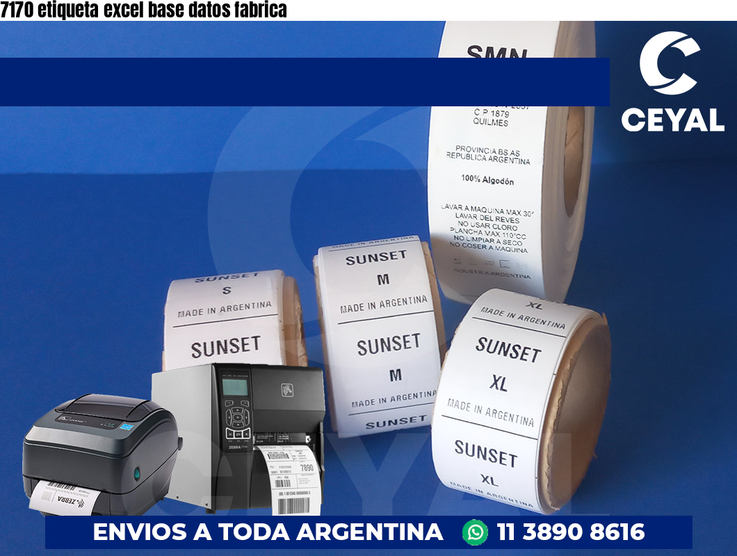 7170 etiqueta excel base datos fabrica