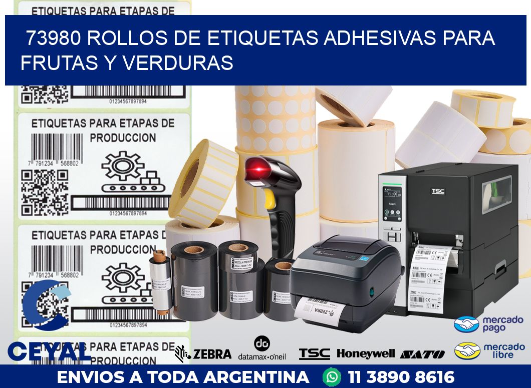 73980 ROLLOS DE ETIQUETAS ADHESIVAS PARA FRUTAS Y VERDURAS