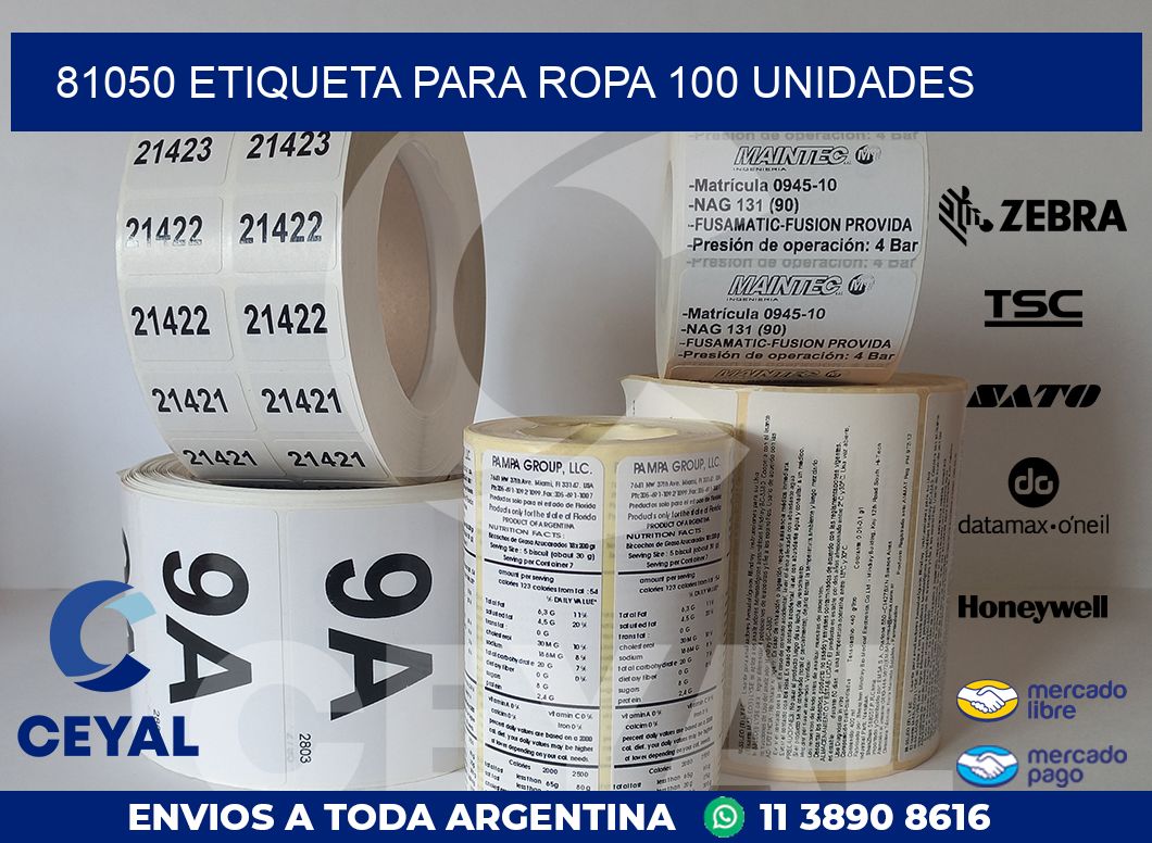 81050 ETIQUETA PARA ROPA 100 UNIDADES