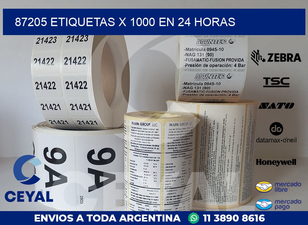 87205 ETIQUETAS X 1000 EN 24 HORAS