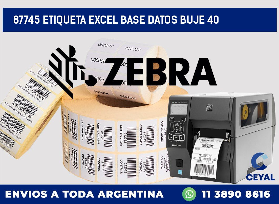 87745 etiqueta excel base datos buje 40