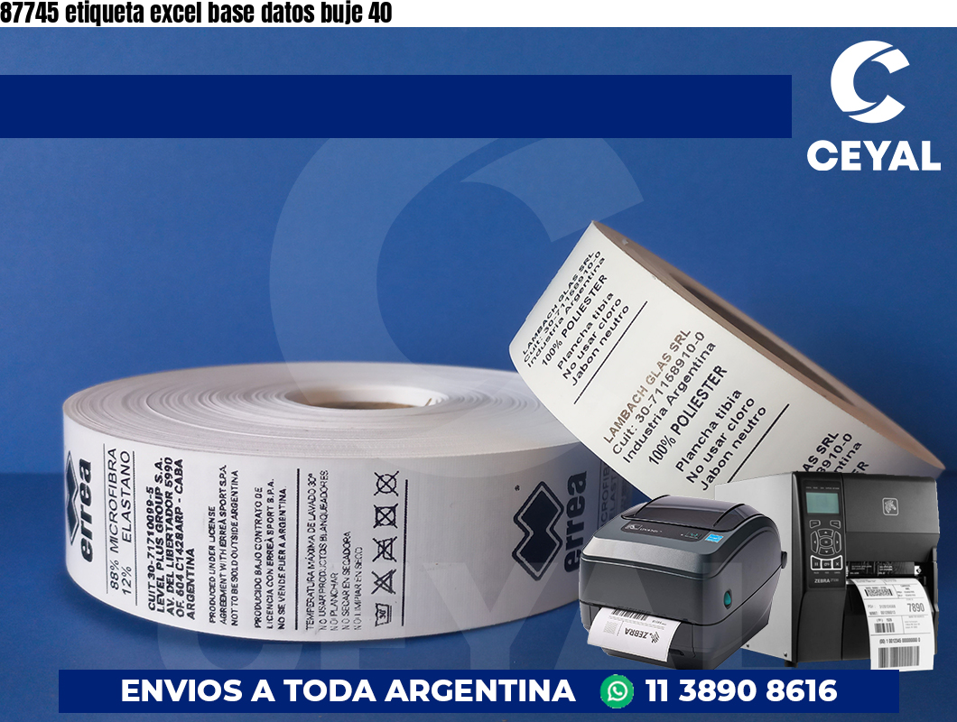 87745 etiqueta excel base datos buje 40
