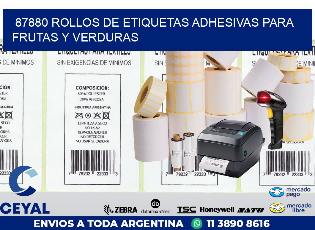 87880 ROLLOS DE ETIQUETAS ADHESIVAS PARA FRUTAS Y VERDURAS