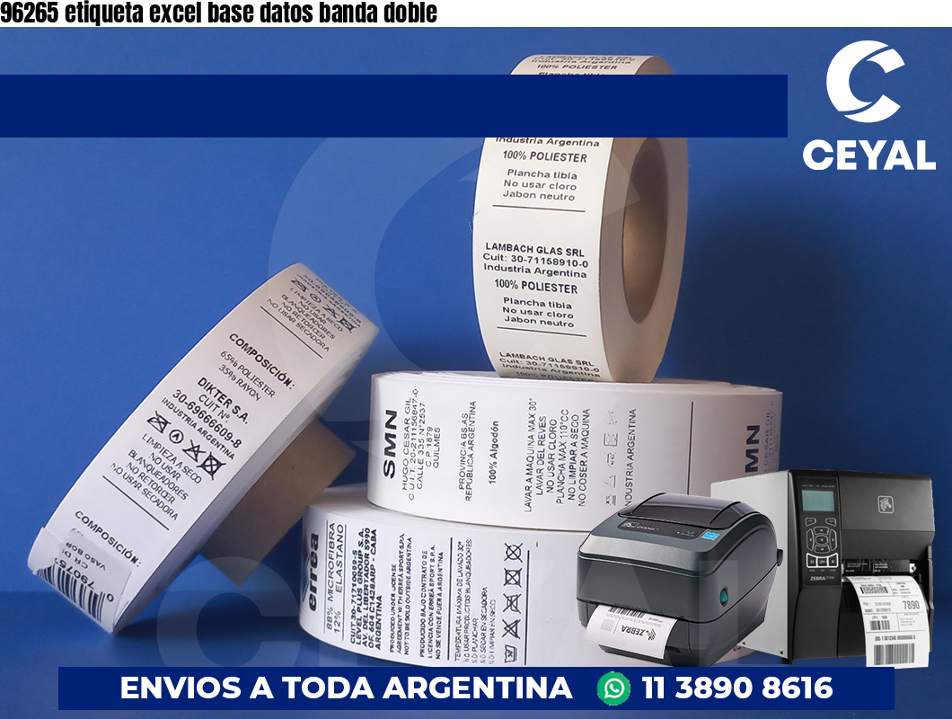 96265 etiqueta excel base datos banda doble