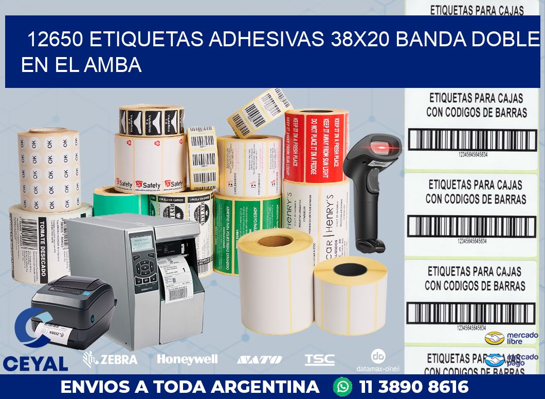 12650 ETIQUETAS ADHESIVAS 38X20 BANDA DOBLE EN EL AMBA