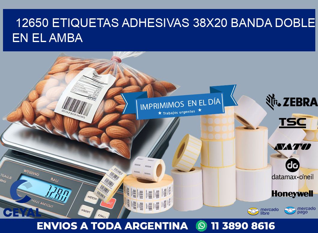 12650 ETIQUETAS ADHESIVAS 38X20 BANDA DOBLE EN EL AMBA