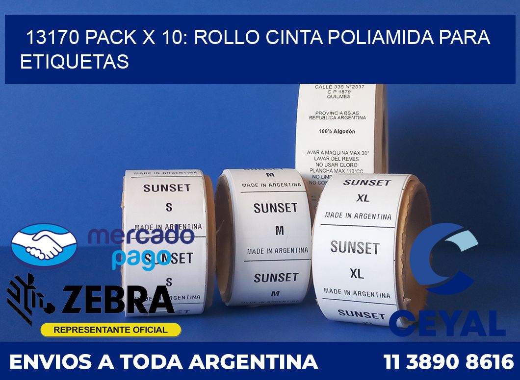 13170 PACK X 10: ROLLO CINTA POLIAMIDA PARA ETIQUETAS