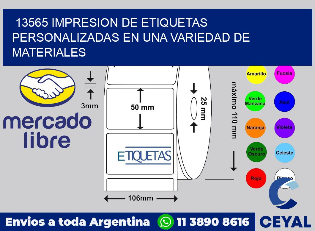 13565 IMPRESION DE ETIQUETAS PERSONALIZADAS EN UNA VARIEDAD DE MATERIALES