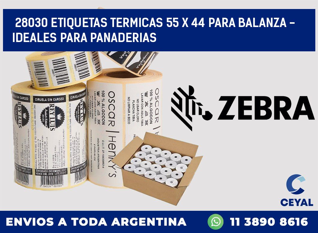 28030 ETIQUETAS TERMICAS 55 X 44 PARA BALANZA - IDEALES PARA PANADERIAS