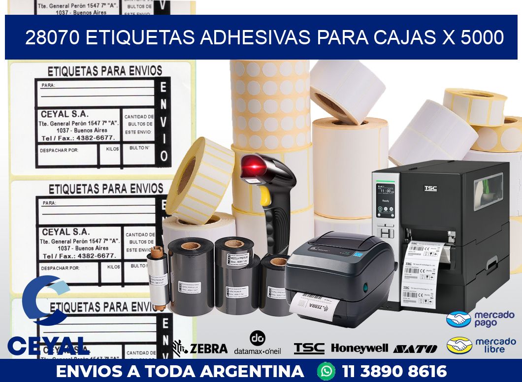28070 ETIQUETAS ADHESIVAS PARA CAJAS X 5000